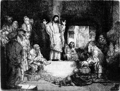 eine Radierung von Rembrandt - 'Der Auferstandene zeigt sich den Aposteln'