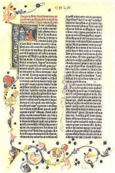 Grafik zum 16. Glaubensbrief: kunstvolle Seite aus der GUTENBERG-BIBEL